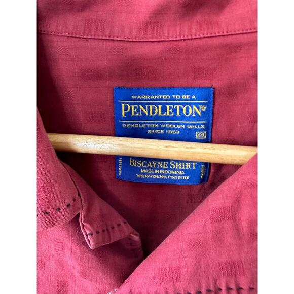 Pendleton Red BISCAYNE Short Sleeve Button Down Shirt Men's XXL - Picture 6 of 6